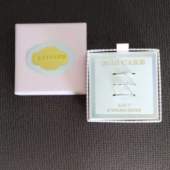 Gold Cake Jewelry Gold Cake Set Of Three3 Sterling Silver Rings